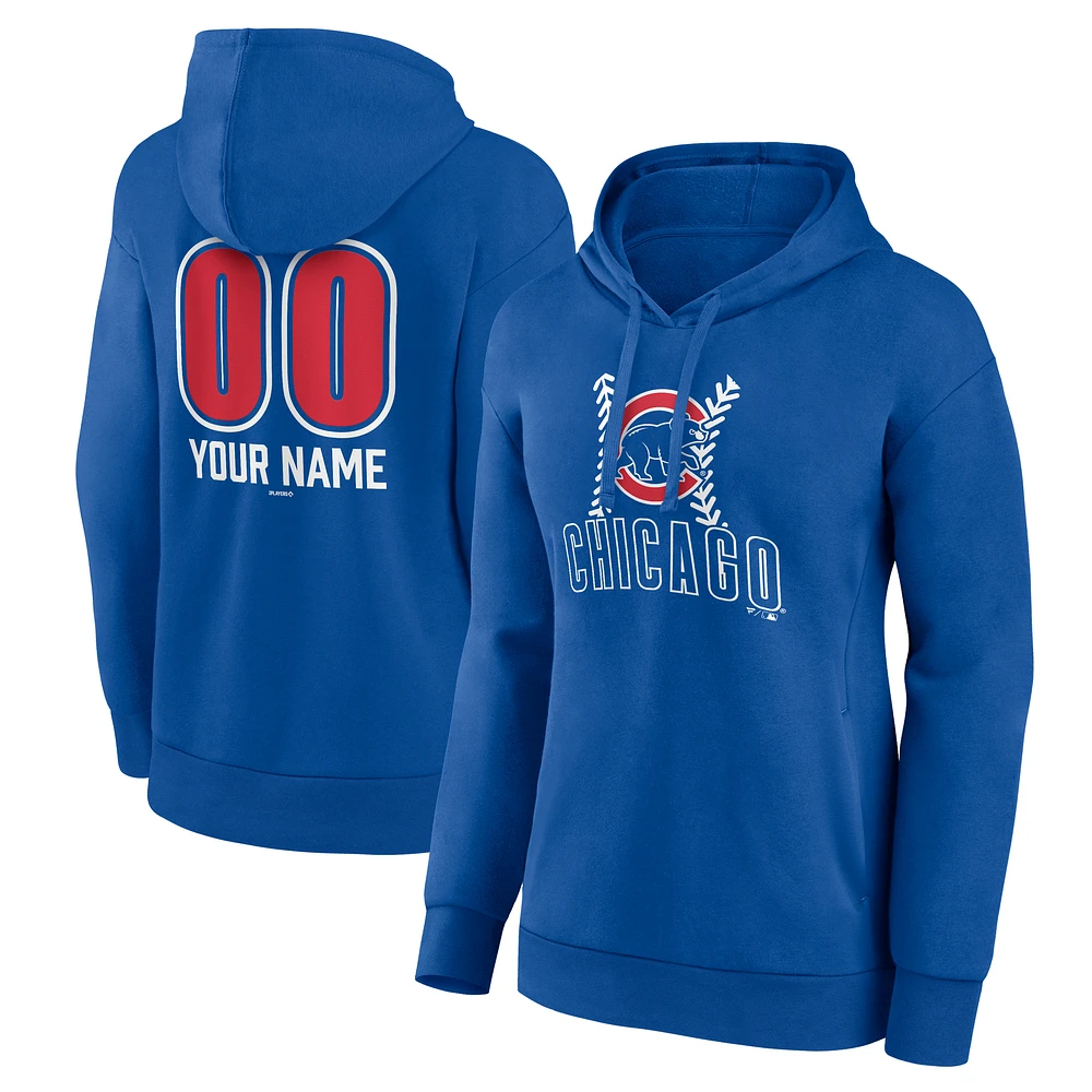 Women's Royal Chicago Cubs Personalized Name & Number Fastball Pullover Hoodie
