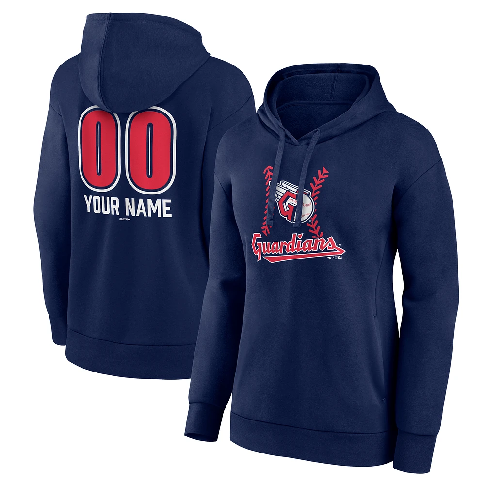 Women's Navy Cleveland Guardians Personalized Name & Number Fastball Pullover Hoodie