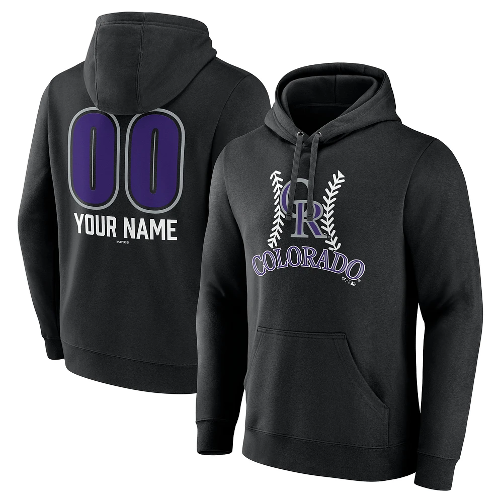 Men's Black Colorado Rockies Personalized Name & Number Fastball Pullover Hoodie