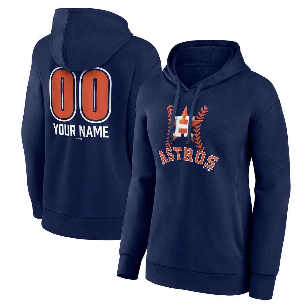 Women's Navy Houston Astros Personalized Name & Number Fastball Pullover Hoodie