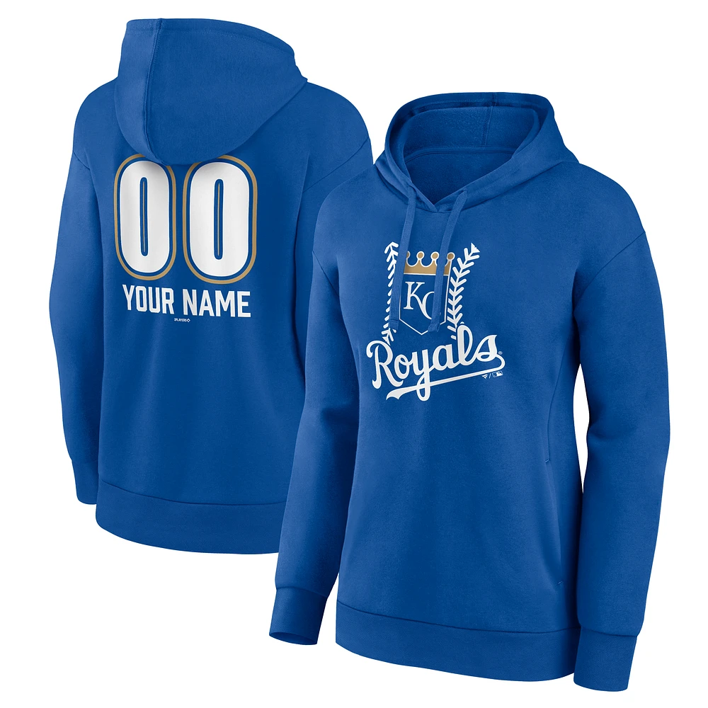 Women's Royal Kansas City Royals Personalized Name & Number Fastball Pullover Hoodie