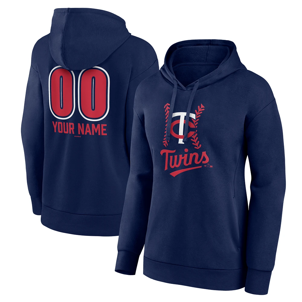 Women's Navy Minnesota Twins Personalized Name & Number Fastball Pullover Hoodie