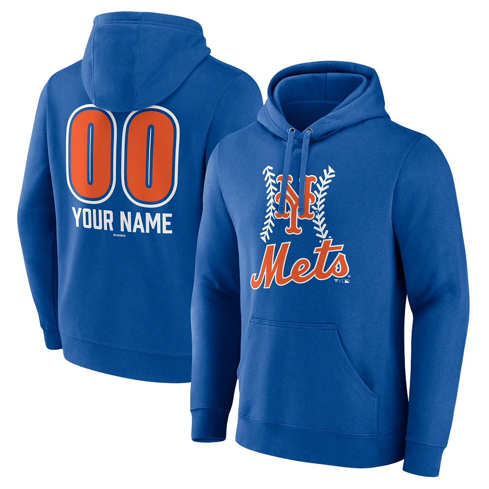 Men's Royal New York Mets Personalized Name & Number Fastball Pullover Hoodie