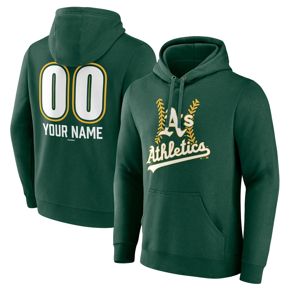Men's Green Athletics Personalized Name & Number Fastball Pullover Hoodie
