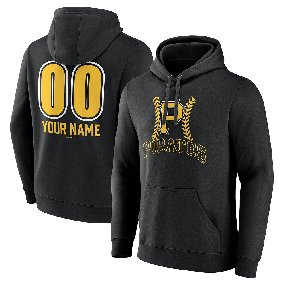 Men's Black Pittsburgh Pirates Personalized Name & Number Fastball Pullover Hoodie