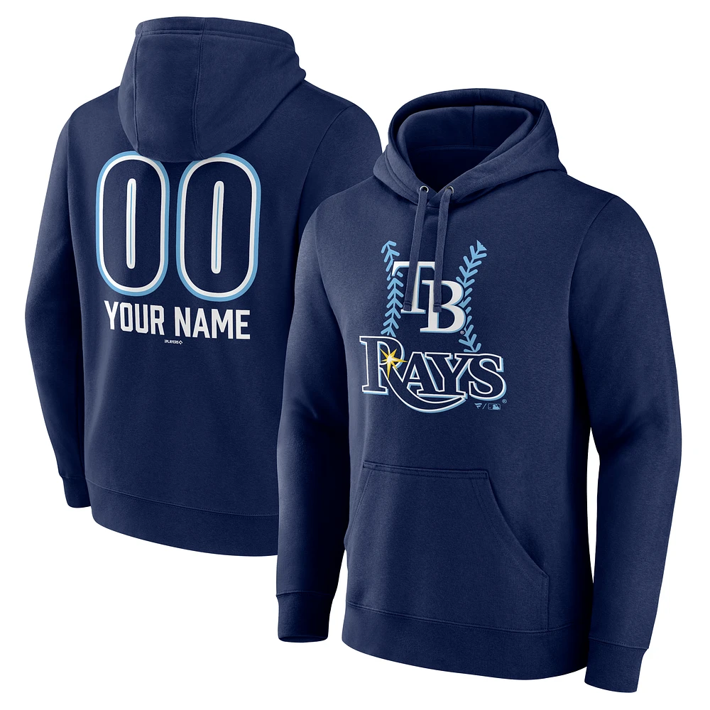 Men's Navy Tampa Bay Rays Personalized Name & Number Fastball Pullover Hoodie