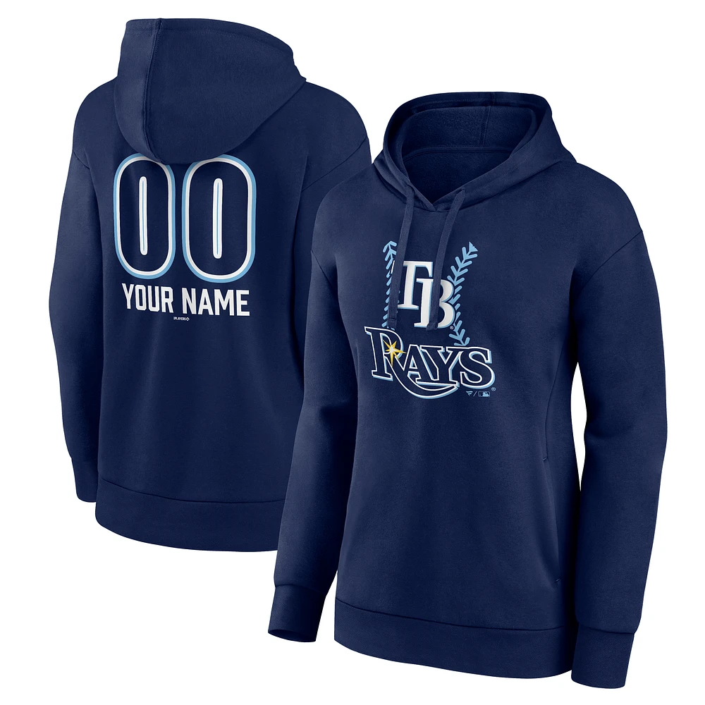 Women's Navy Tampa Bay Rays Personalized Name & Number Fastball Pullover Hoodie