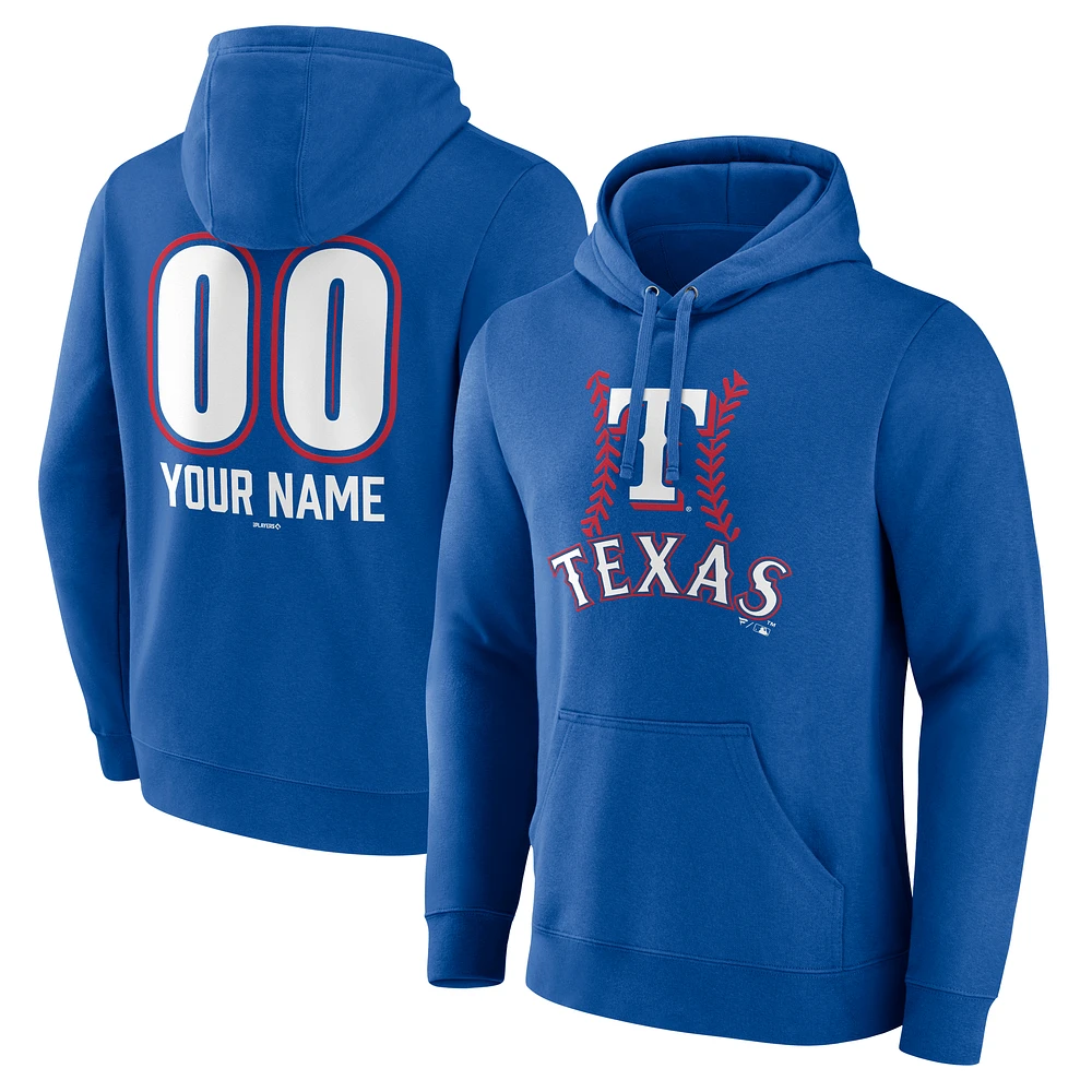Men's Royal Texas Rangers Personalized Name & Number Fastball Pullover Hoodie