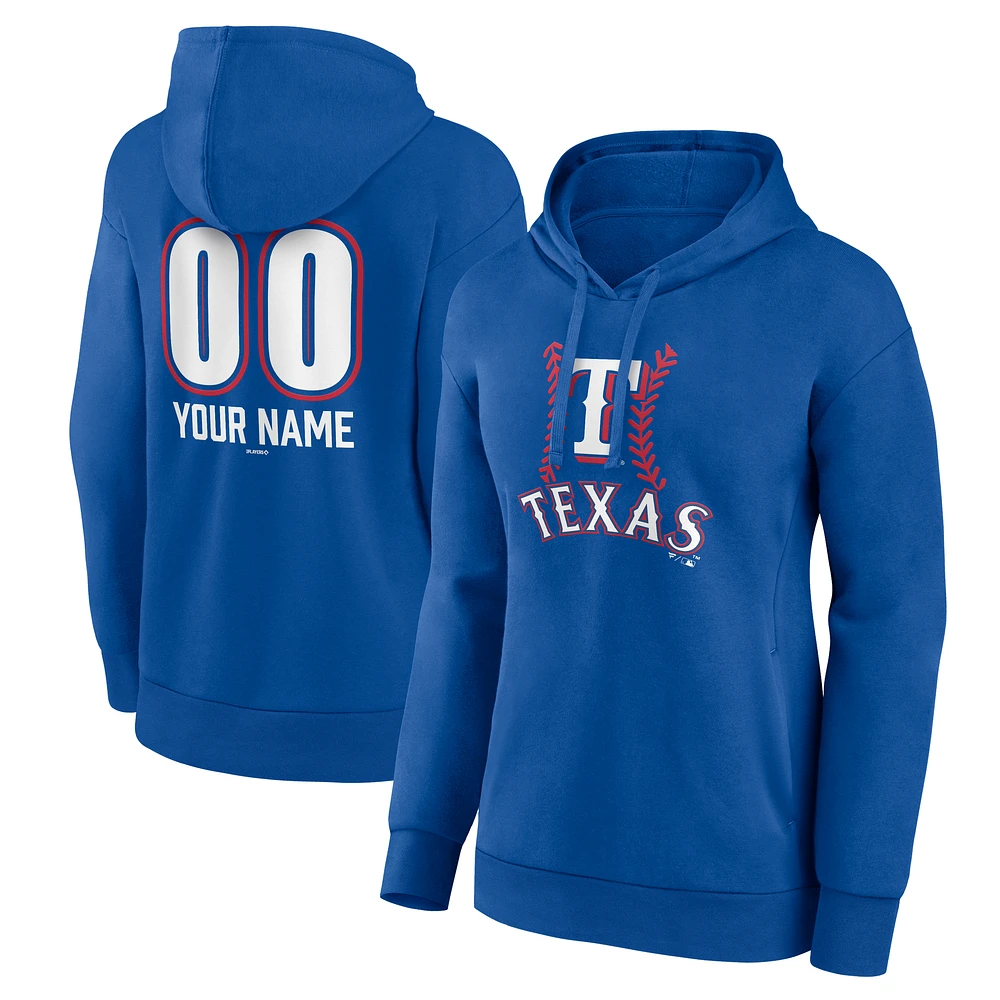 Women's Royal Texas Rangers Personalized Name & Number Fastball Pullover Hoodie