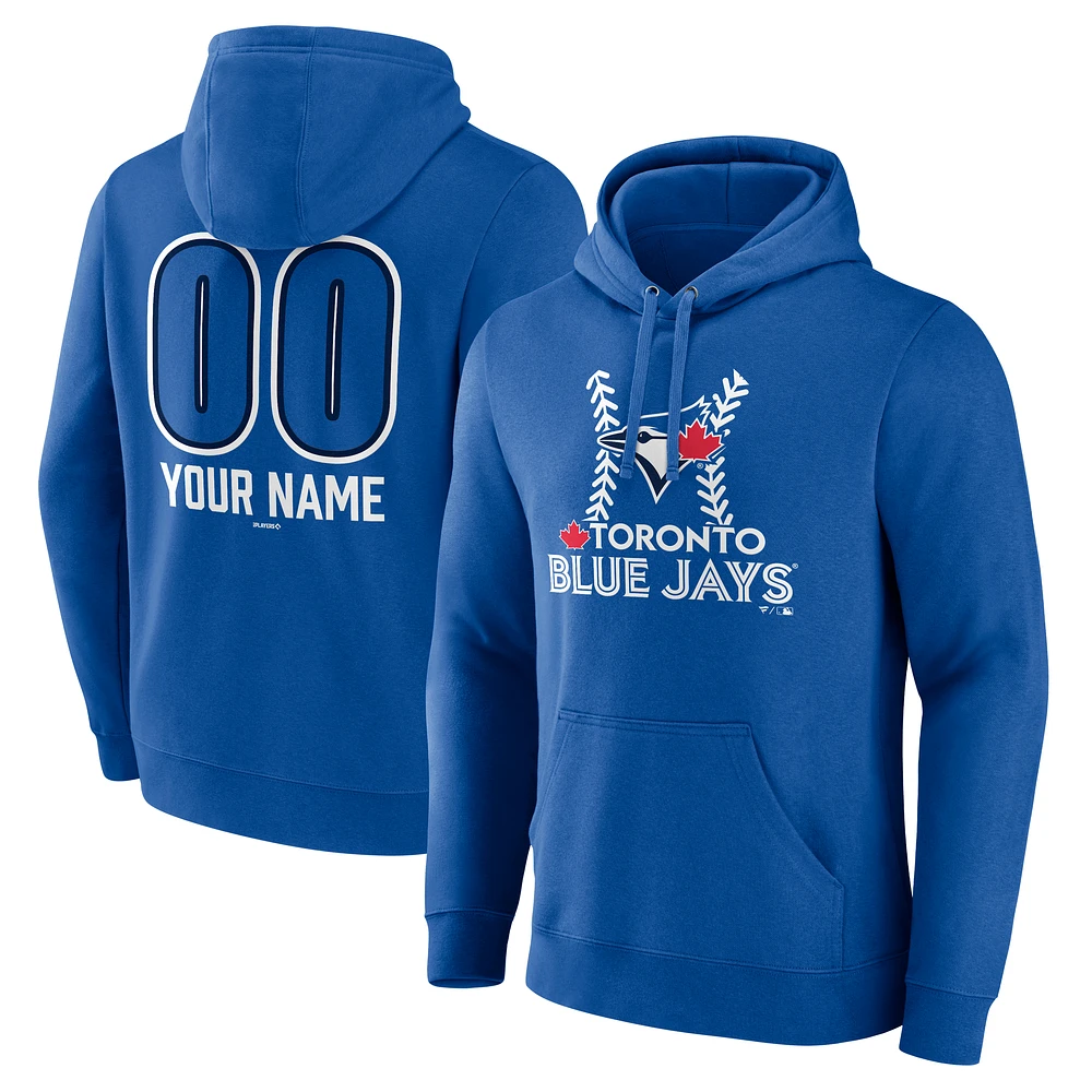 Men's Royal Toronto Blue Jays Personalized Name & Number Fastball Pullover Hoodie