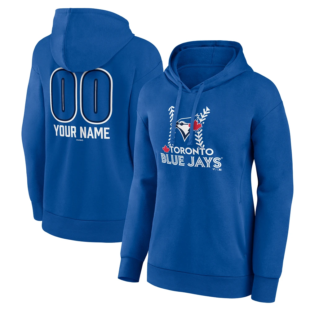 Women's Royal Toronto Blue Jays Personalized Name & Number Fastball Pullover Hoodie
