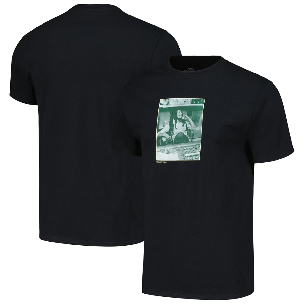 Unisex Primitive Apparel Black Bob Marley Console Small Portrait Graphic T-Shirt