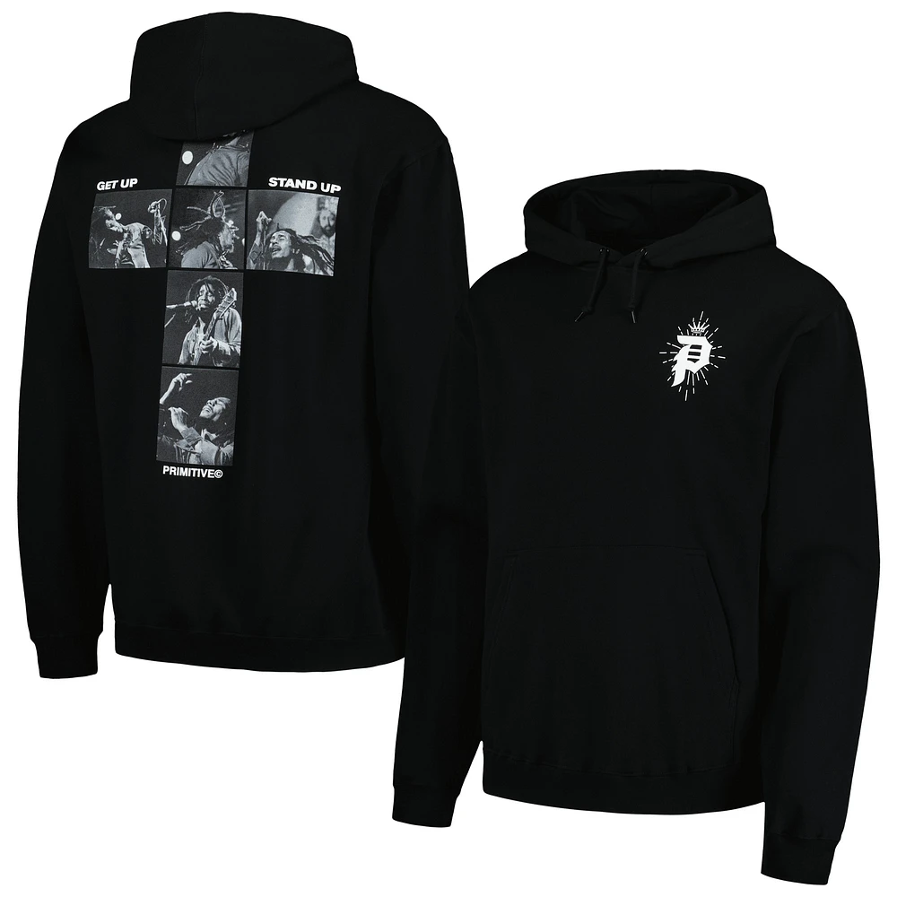 Unisex Primitive Apparel Black Bob Marley King Pullover Hoodie