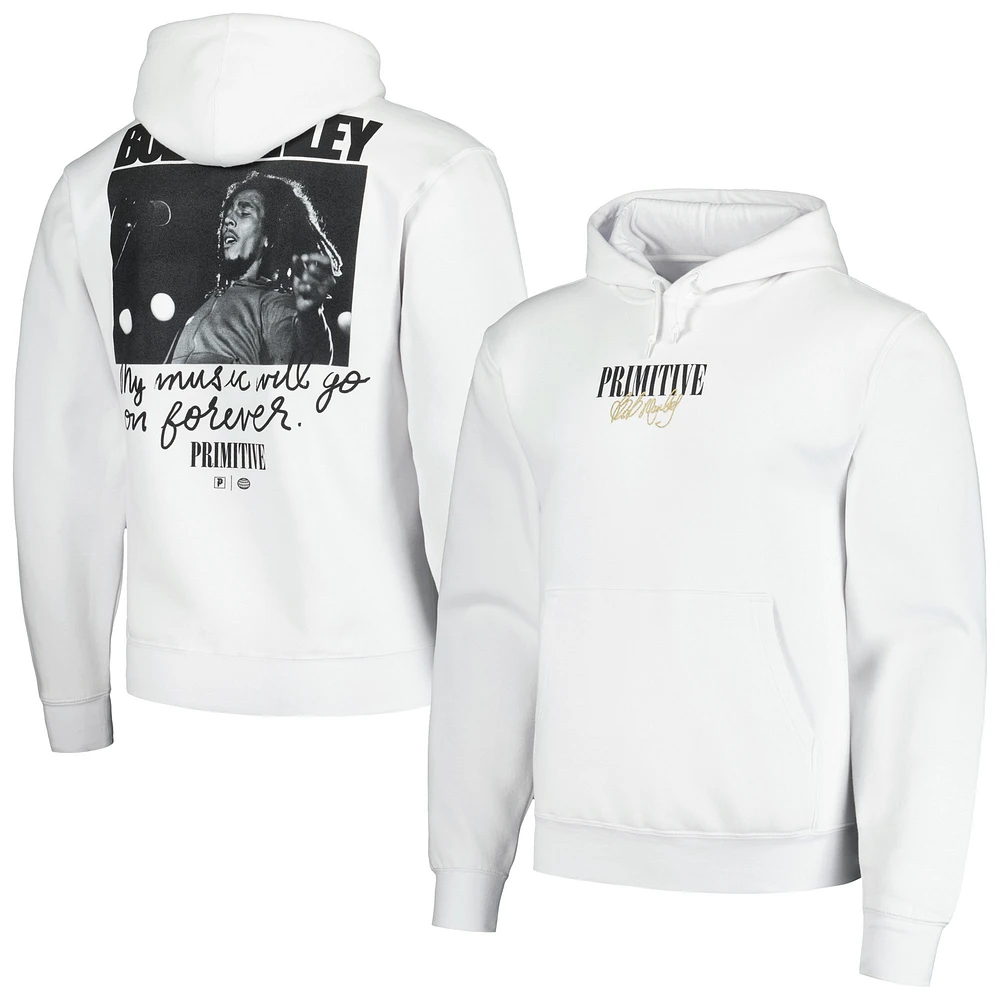 Unisex Primitive Apparel White Bob Marley Forever Pullover Hoodie