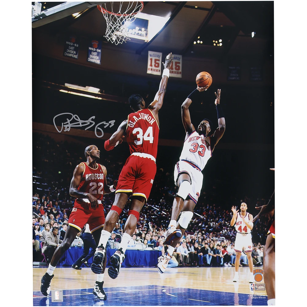Patrick Ewing New York Knicks Autographed 16" x 20" Fadeaway Shot vs. Houston Rockets Photograph