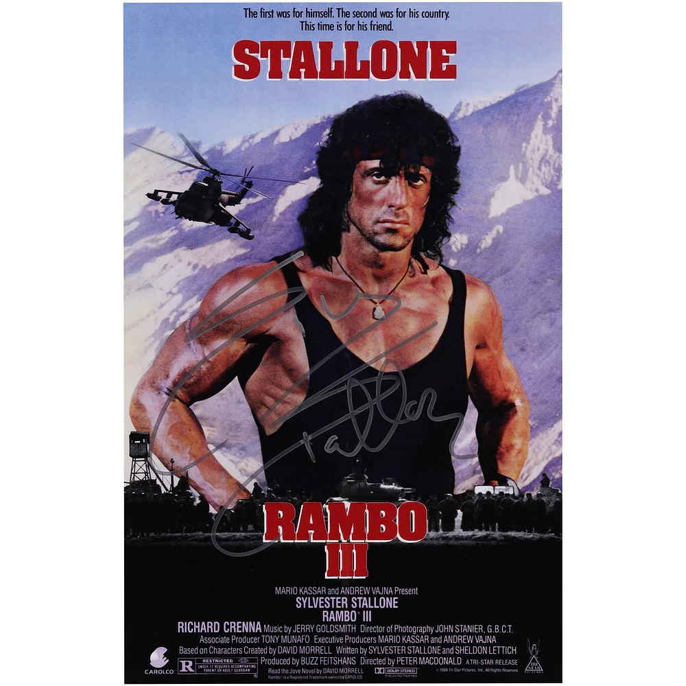 Sylvester Stallone Rambo III Autographed 12" x 18" Movie Poster