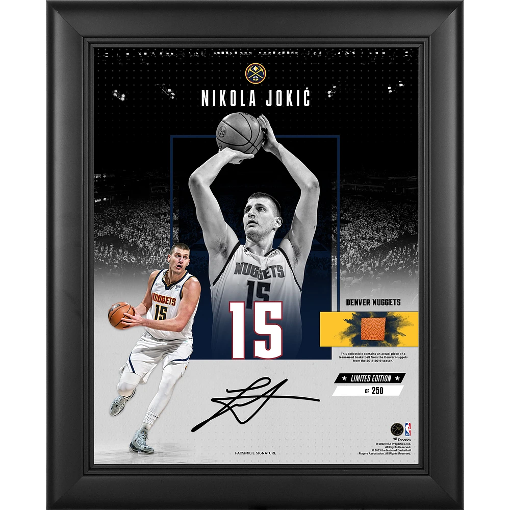 Nikola Jokic Denver Nuggets Facsimile Signature Framed 11" x 14" Impact Collage with a Piece of Team-Used Basketball - Limited Edition of 250