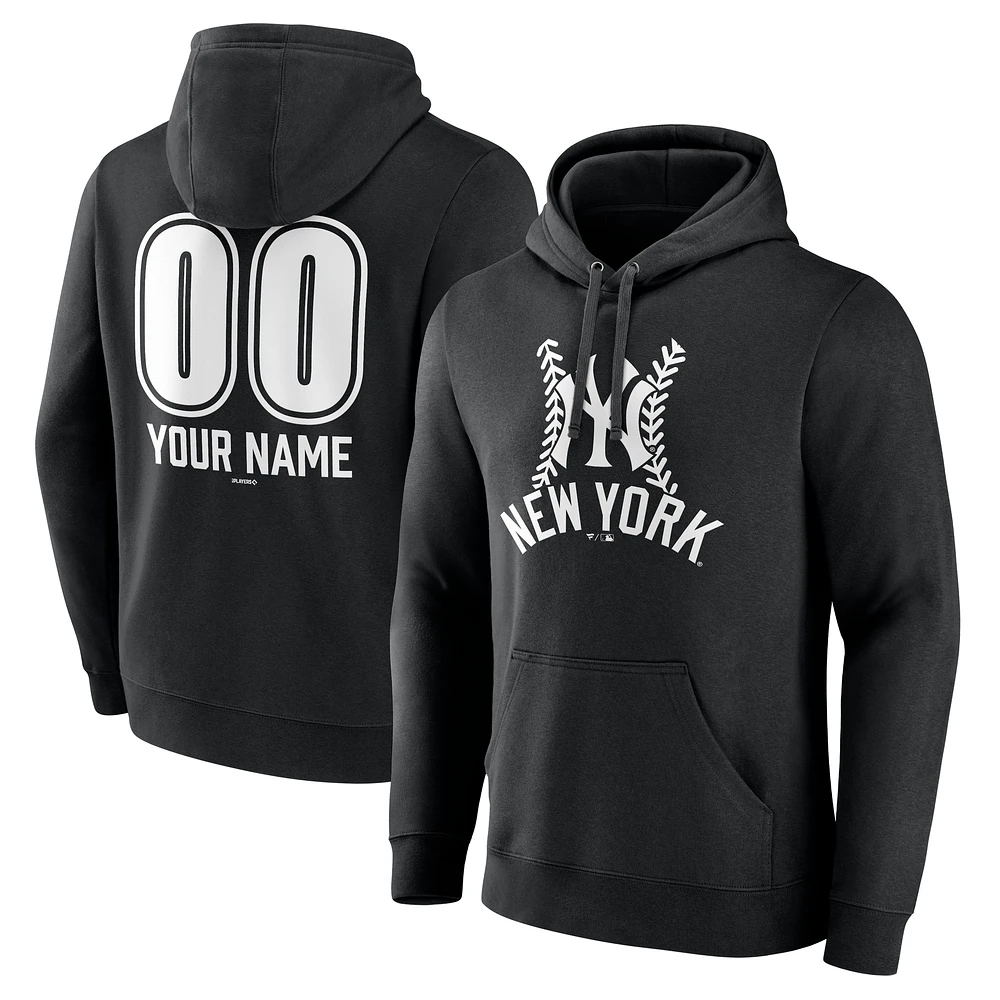 Men's Black New York Yankees Personalized Name & Number Fastball Pullover Hoodie
