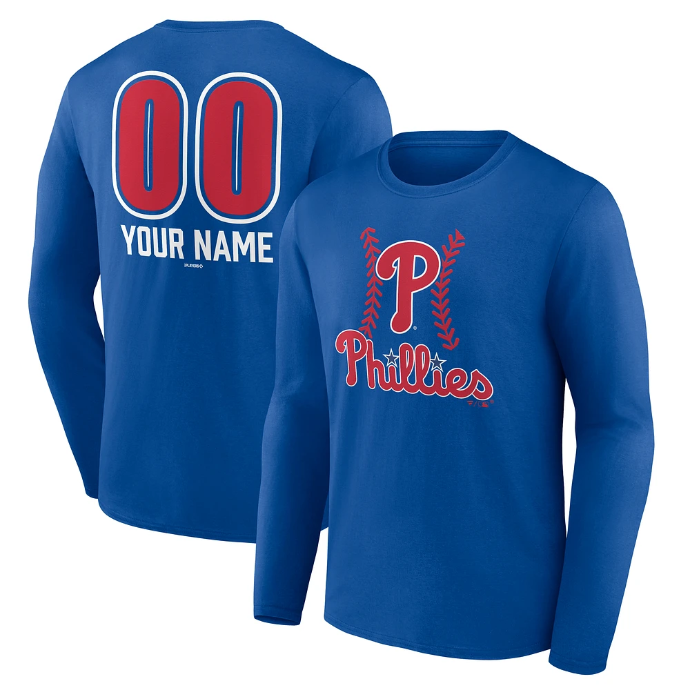Men's Royal Philadelphia Phillies Personalized Name & Number Fastball Long Sleeve T-Shirt