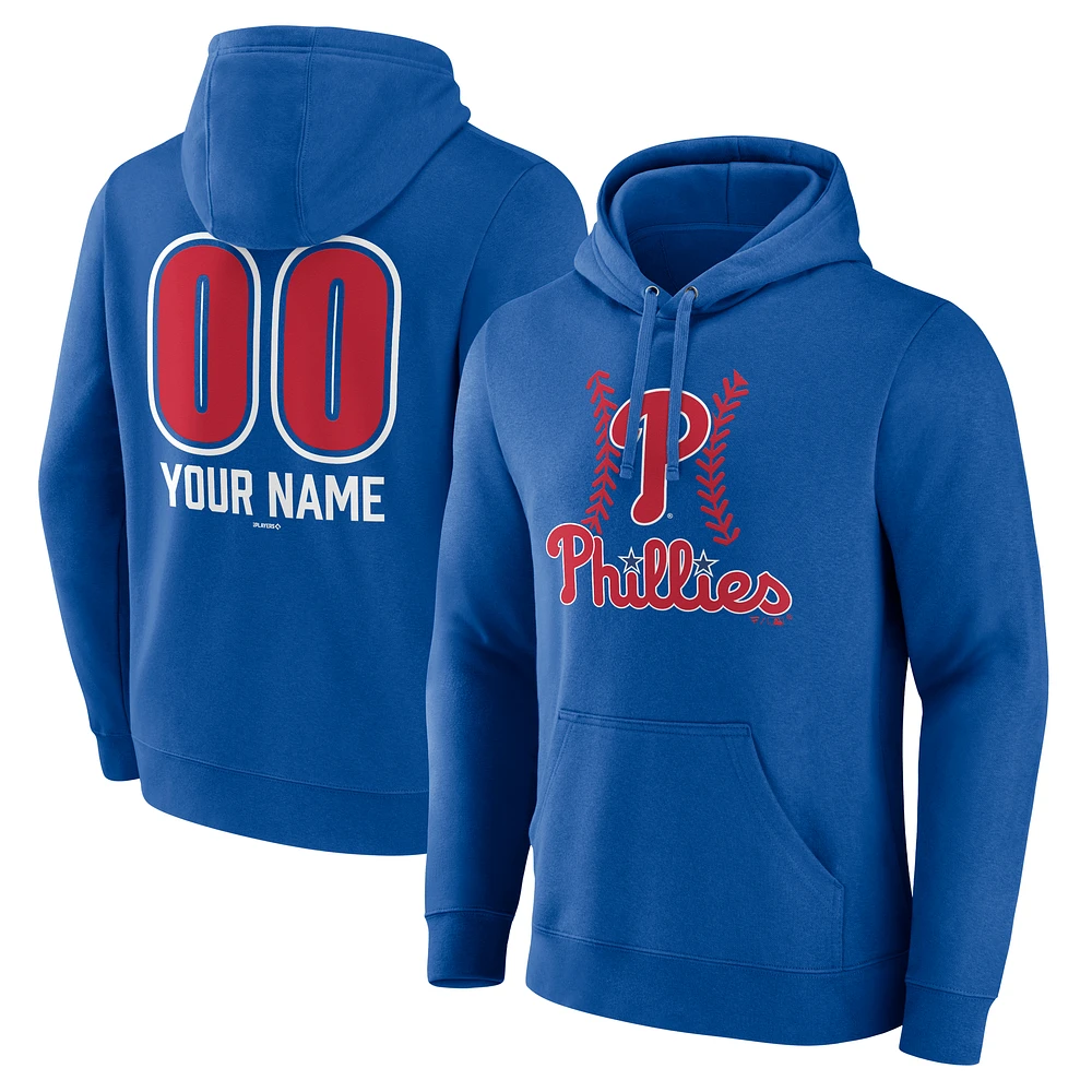 Men's Royal Philadelphia Phillies Personalized Name & Number Fastball Pullover Hoodie