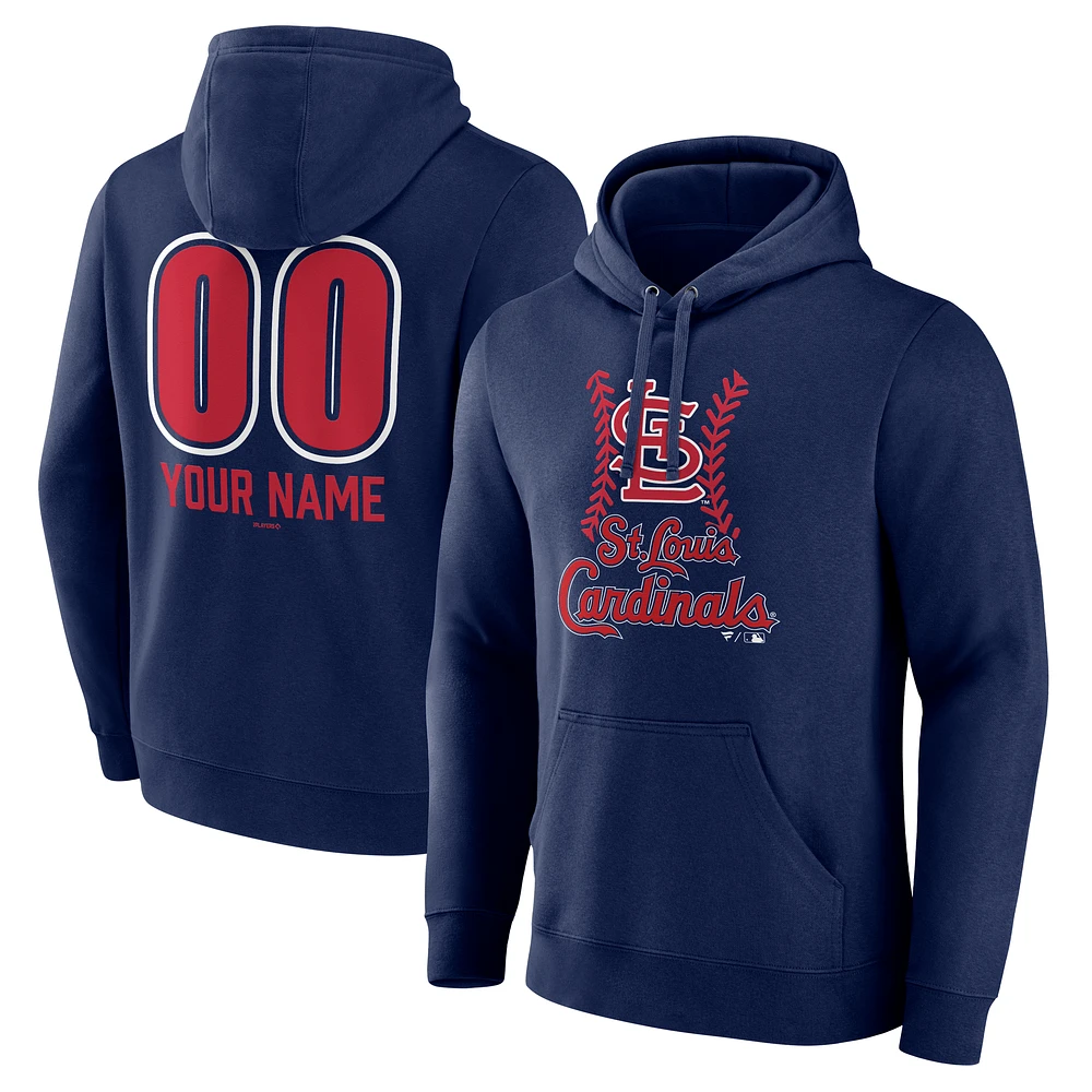 Men's Navy St. Louis Cardinals Personalized Name & Number Fastball Pullover Hoodie