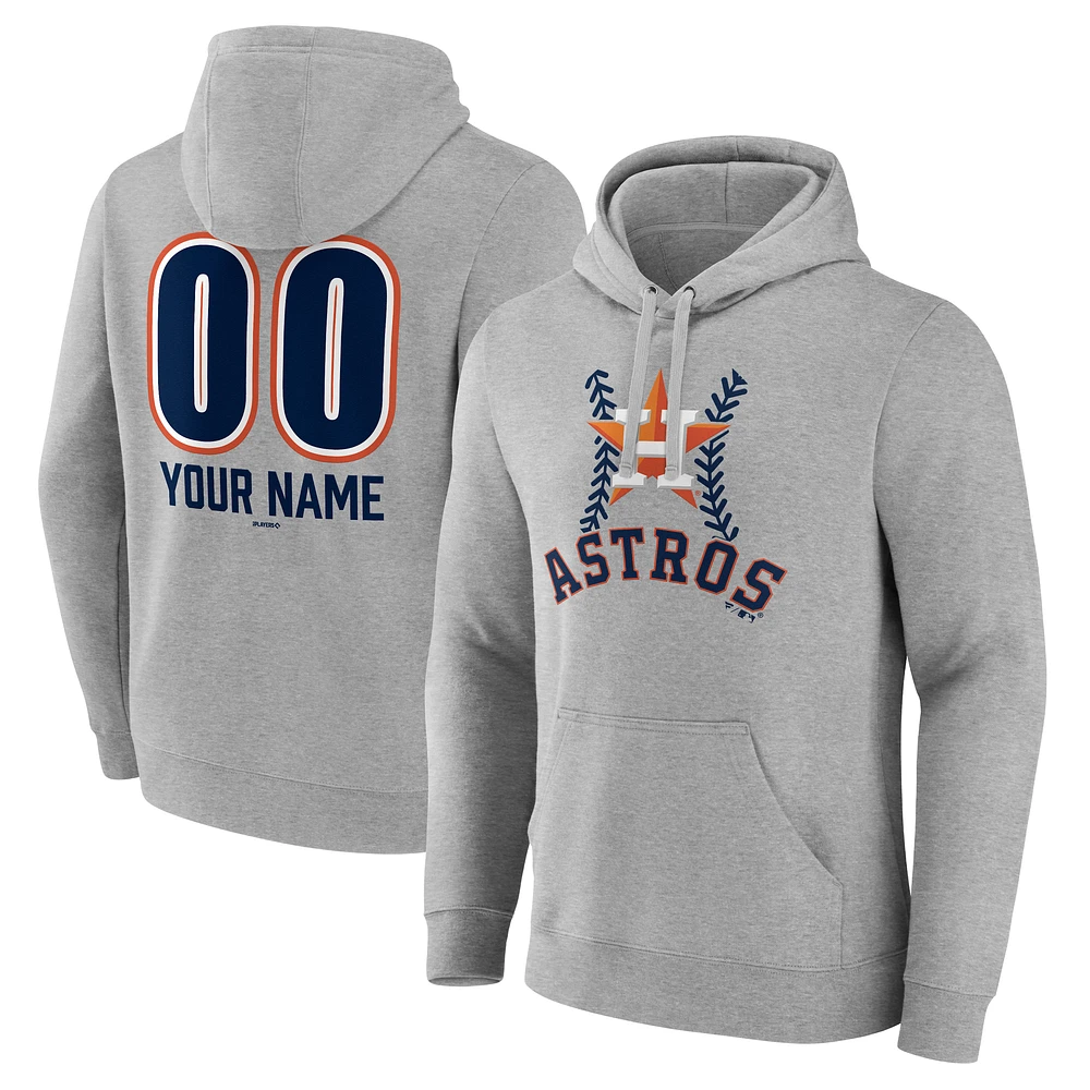 Men's Gray Houston Astros Personalized Name & Number Fastball Pullover Hoodie