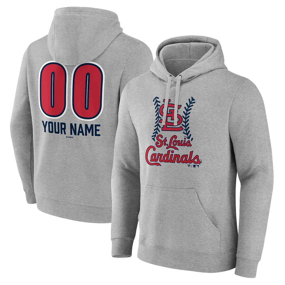 Men's Gray St. Louis Cardinals Personalized Name & Number Fastball Pullover Hoodie