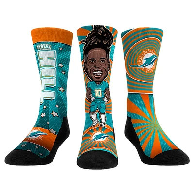 Unisex Rock Em Socks Tyreek Hill Miami Dolphins Three-Pack Bobblehead Crew Set