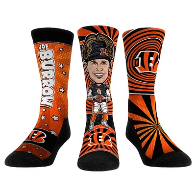 Unisex Rock Em Socks Joe Burrow Cincinnati Bengals Three-Pack Bobblehead Crew Set