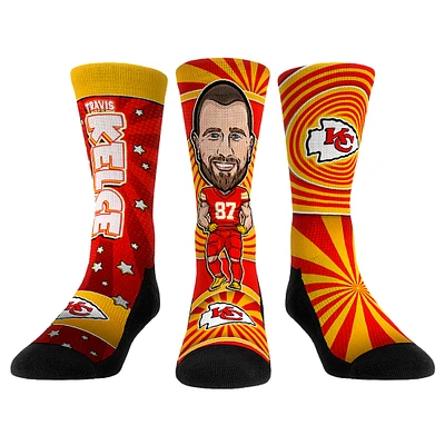 Unisex Rock Em Socks Travis Kelce Kansas City Chiefs Three-Pack Bobblehead Crew Set