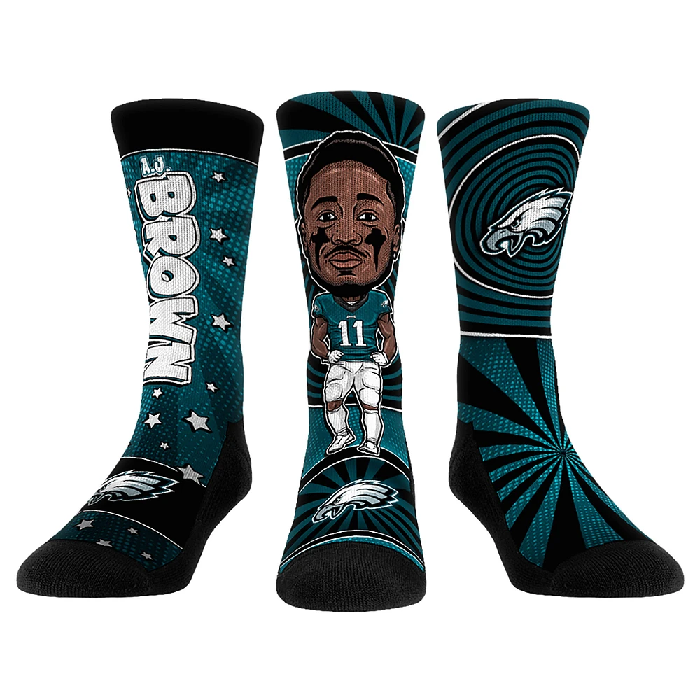 Unisex Rock Em Socks A.J. Brown Philadelphia Eagles Three-Pack Bobblehead Crew Set