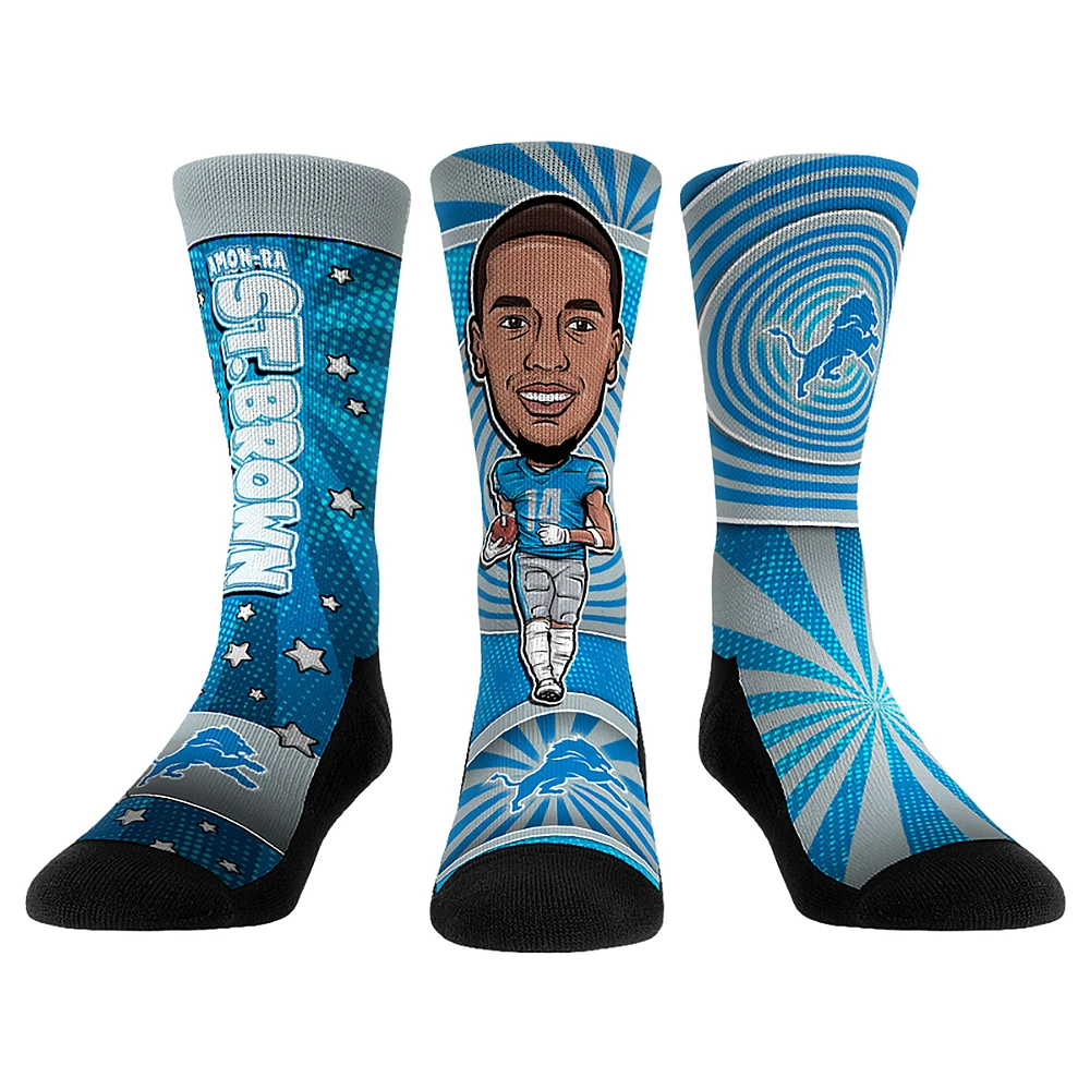 Unisex Rock Em Socks Amon-Ra St. Brown Detroit Lions Three-Pack Bobblehead Crew Set