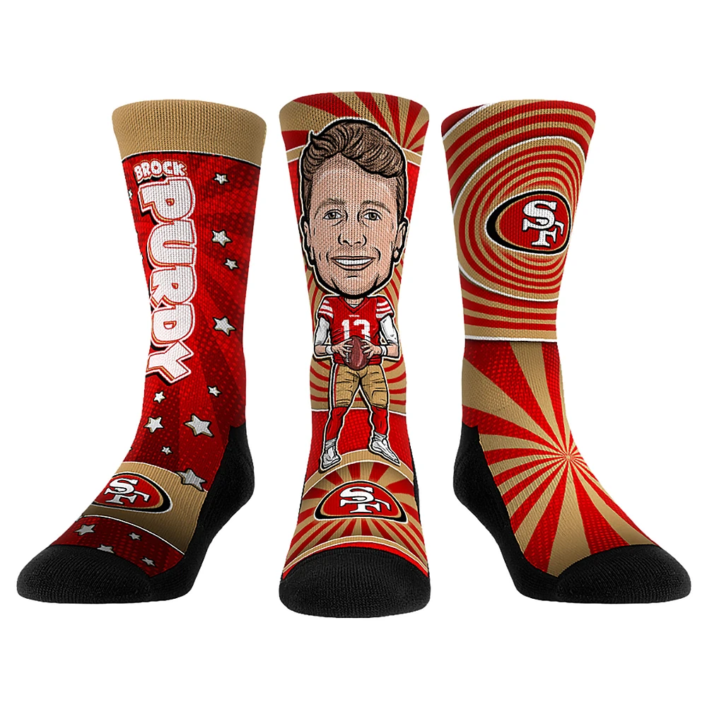 Unisex Rock Em Socks Brock Purdy San Francisco 49ers Three-Pack Bobblehead Crew Set