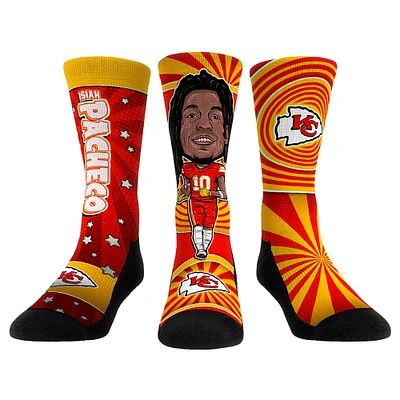Unisex Rock Em Socks Isiah Pacheco Kansas City Chiefs Three-Pack Bobblehead Crew Set
