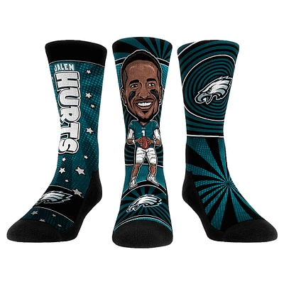 Unisex Rock Em Socks Jalen Hurts Philadelphia Eagles Three-Pack Bobblehead Crew Set