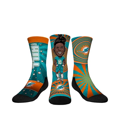 Youth Rock Em Socks Tyreek Hill Miami Dolphins Three-Pack Bobblehead Crew Set