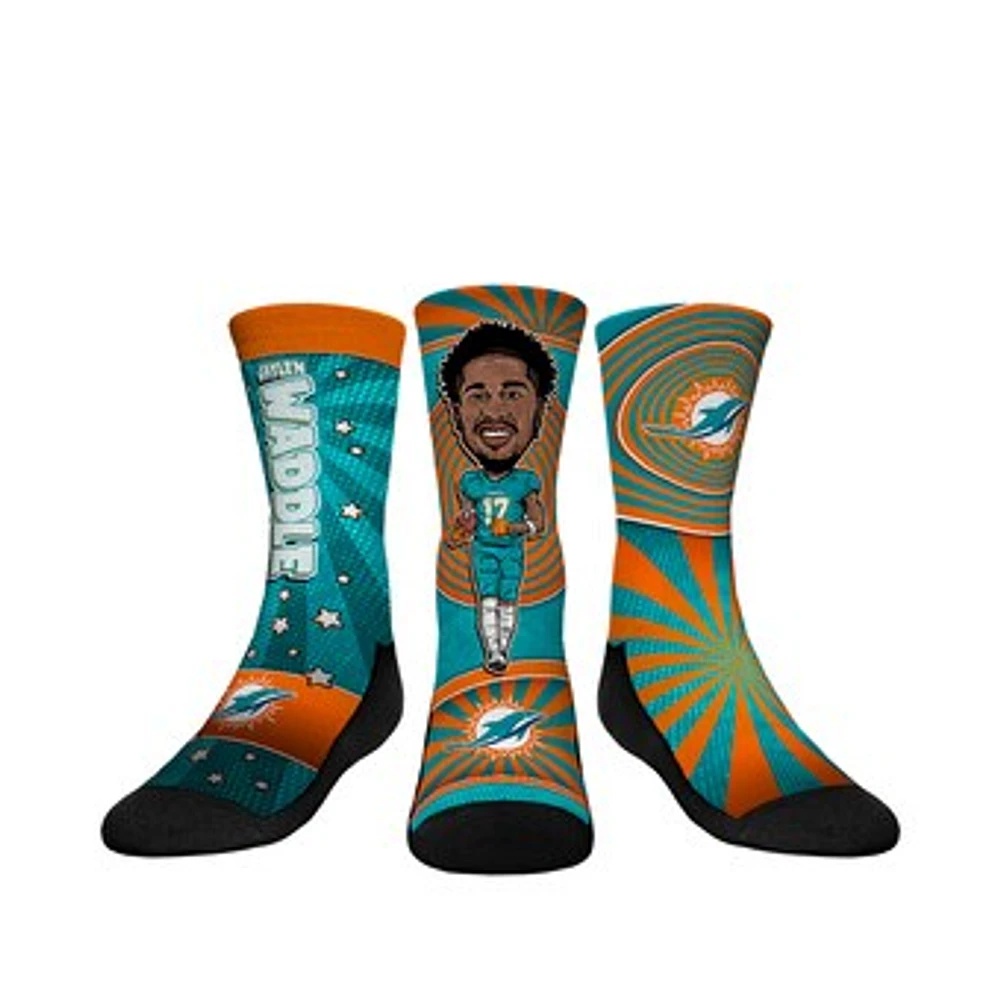 Youth Rock Em Socks Jaylen Waddle Miami Dolphins Three-Pack Bobblehead Crew Set
