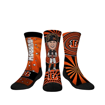 Youth Rock Em Socks Joe Burrow Cincinnati Bengals Three-Pack Bobblehead Crew Set