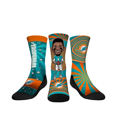 Youth Rock Em Socks Tua Tagovailoa Miami Dolphins Three-Pack Bobblehead Crew Set