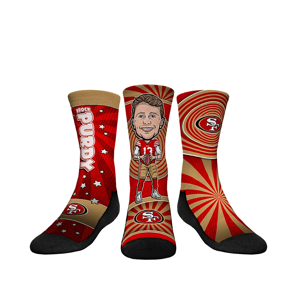 Youth Rock Em Socks Brock Purdy San Francisco 49ers Three-Pack Bobblehead Crew Set