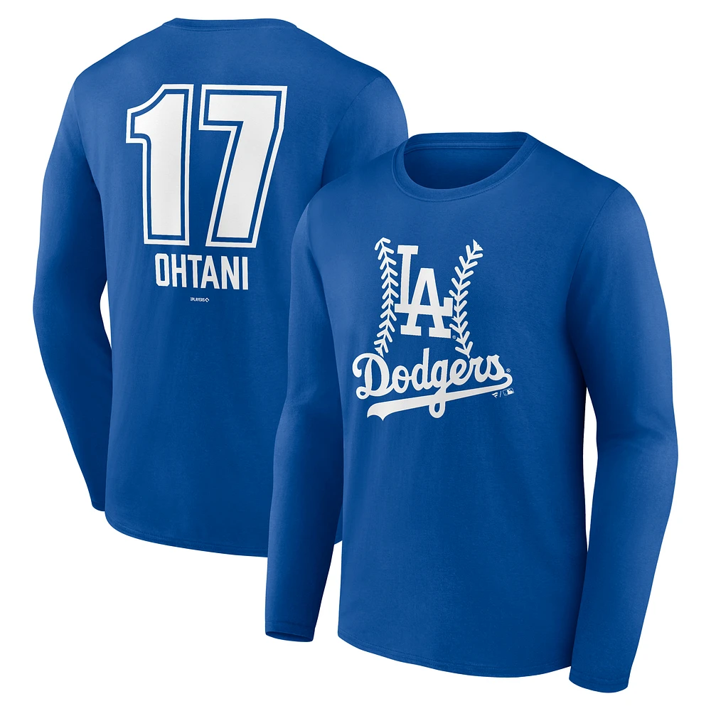 Men's Shohei Ohtani Royal Los Angeles Dodgers Fastball Player Name & Number Long Sleeve T-Shirt