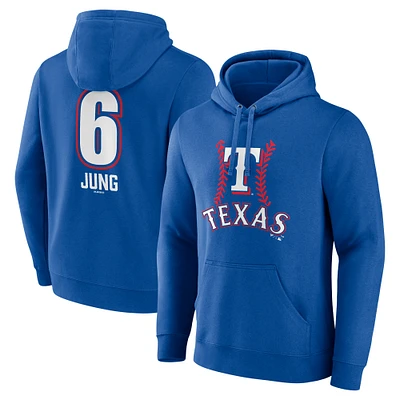 Men's Josh Jung Royal Texas Rangers Fastball Player Name & Number Pullover Hoodie