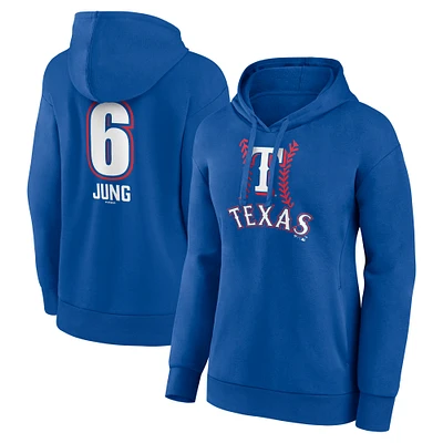 Women's Josh Jung Royal Texas Rangers Fastball Player Name & Number Pullover Hoodie