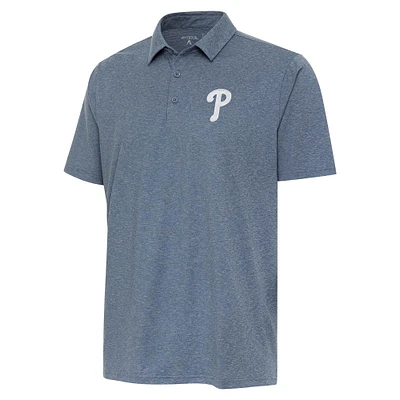 Men's Antigua Heather Navy Philadelphia Phillies Par 3 Polo