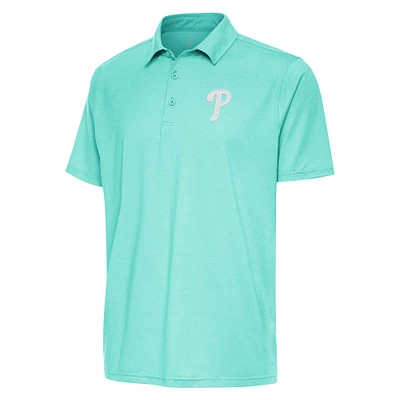 Men's Antigua Heather Aqua Philadelphia Phillies Par 3 Polo