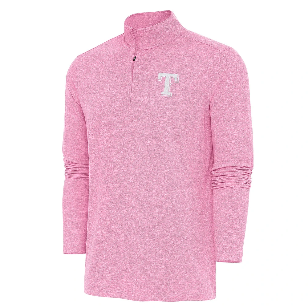 Men's Antigua Pink Texas Rangers Hunk Quarter-Zip Top