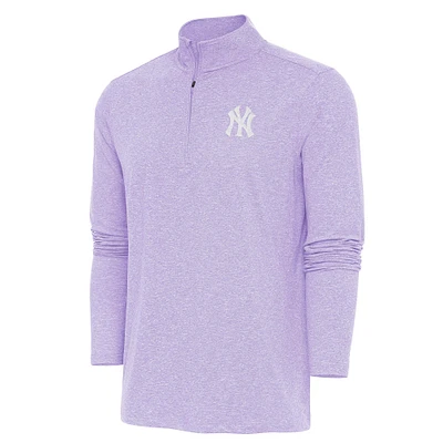 Men's Antigua Lavender New York Yankees Hunk Quarter-Zip Top