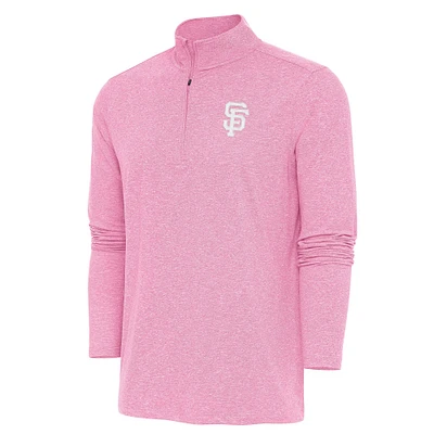 Men's Antigua Pink San Francisco Giants Hunk Quarter-Zip Top