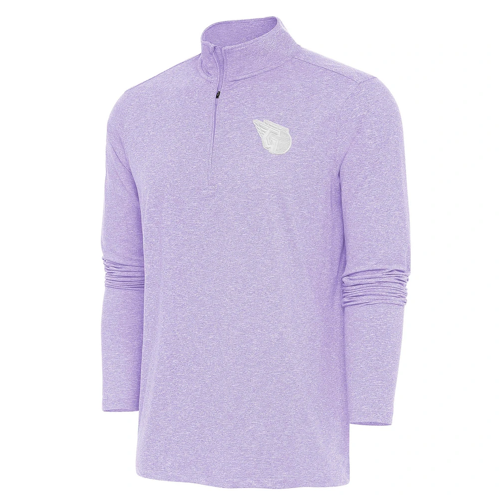 Men's Antigua Lavender Cleveland Guardians Hunk Quarter-Zip Top