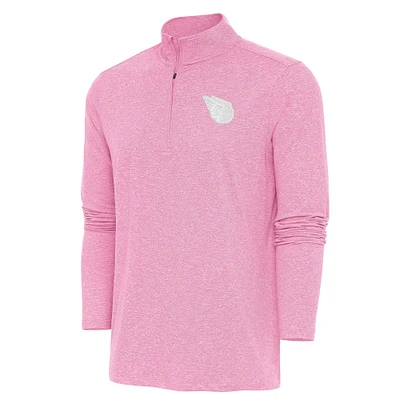 Men's Antigua Pink Cleveland Guardians Hunk Quarter-Zip Top